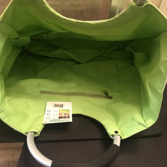 Lime Green Polka Dot Picnic Beach Bag - Picture 3 of 9